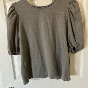 Gray Boxy Puff Sleeve Tee